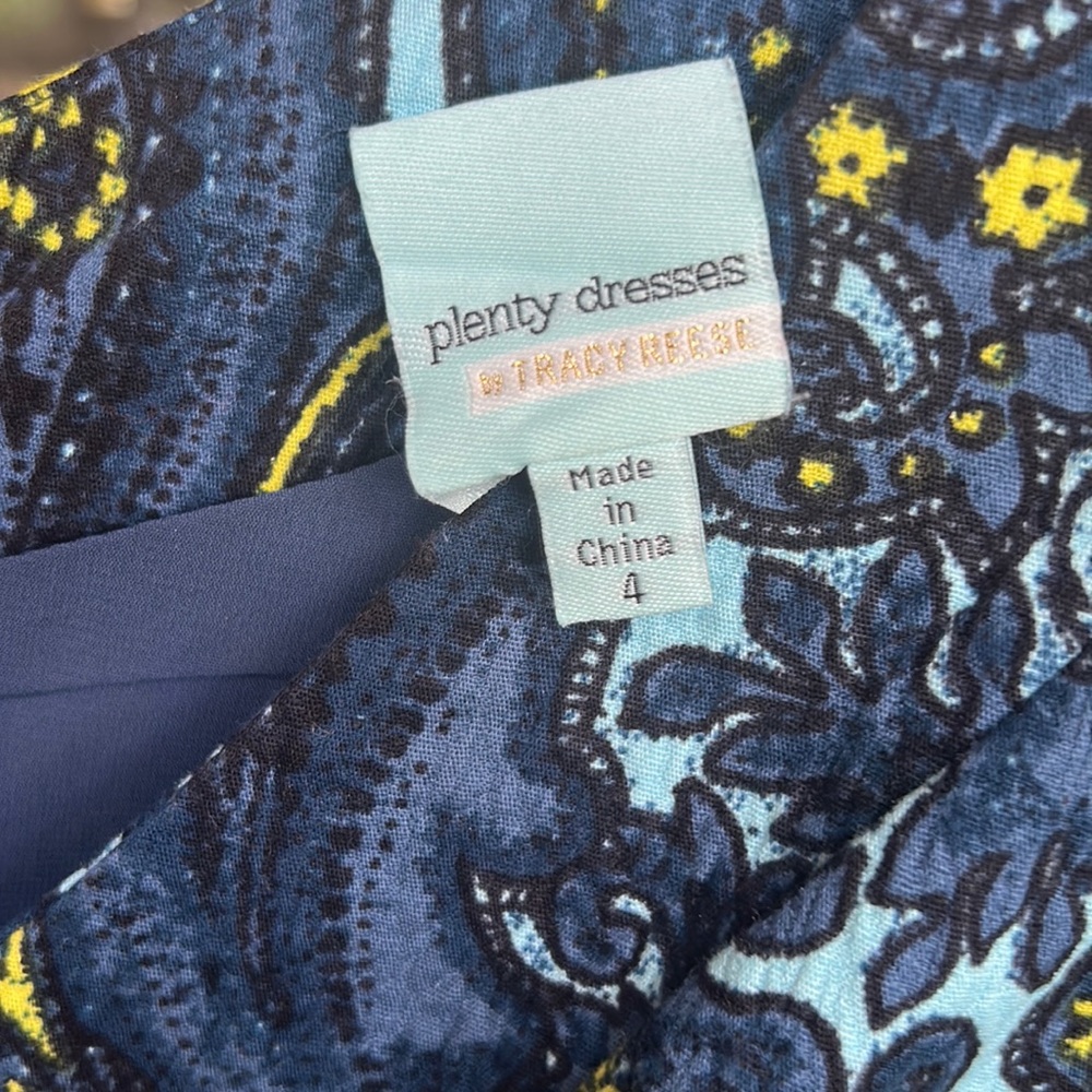 Plenty by Tracy Reese Blue Paisley Melanie Cap Sleeve Dress Size 4 - Picture 8 of 9